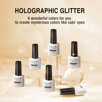 Cat Eye Gel Nail Polish Kit, Candy Lover 6 Brown Grey Yellow Holographic Glitter Fall Gel Nail Polish Colors with 2 Magnets, Magnetic Gel Nail Kit