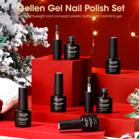 Gellen Red Gel Nail Polish, 6 Colors Red Burgundy Glitter Gel Polish Set Snow White Gold Silver Sparkle Soak Off Nail Gel Kit for Christmas Nail Art Home Diy Manicure