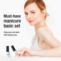 Candy Lover Top Coat and Base Coat Nail Polish Set, Quick Dry Long Lasting No Wipe UV LED Soak Off Base Top Coat Nail Gel Polish, Shiny Glossy Clear Finish Top Coat Base Coat Manicure Set