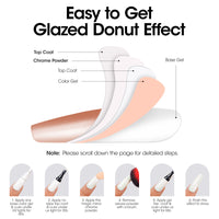 Gellen Gel Polish Chrome Nail Powder Kit - 1Pc 18ml Brown Gel Nail Polish and 1Pc Pearl Nail Chrome Powder, Iridescent Aurora Mirror Effect Pigment for Nail Polish Nail Art