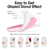 Gellen Gel Polish Chrome Nail Powder Kit - 1Pc 18ml Pink Gel Nail Polish and 1Pc Pearl Nail Chrome Powder, Iridescent Aurora Mirror Effect Pigment for Nail Polish Nail Art
