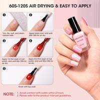 Nailshion Quick Air Dry Nail Polish Set, 16 Colors 10ML Nude Pink Peachy Nail Polish with Clear Base Top Coat and 35Pcs Remover Pads All Season Regular Nail Lacquer Gift for Women Girls