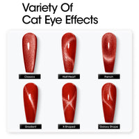 Gellen Cat Eye Gel Nail Polish Kit, 6 Colors Glitter Red Pink Cat Eye Gel Polish with Magnet, Soak off UV/LED Nail Gel Kit, Salon Nail Art Valentine Gifts for Women