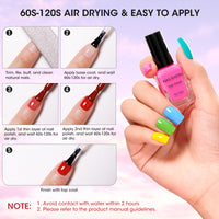 Nailshion Quick Air Dry Nail Polish Set, 16 Colors 10ML Rainbow Nail Polish with Clear Base Top Coat and 35Pcs Remover Pads Spring Summer Regular Nail Lacquer Gift for Women Girls
