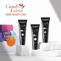Candy Lover Poly Nail Gel, 3 Colors Poly Extension Gel Builder Nail Gel, Clear White Peach Changing Color Nail Thickening Solution