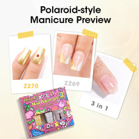 Gellen Nail Polish, Quick Dry 3 Colors Metallic Sliver Gold & Base Top Strengthener 3-in-1 Nail Polish Set Xmas Halloween Nail Lacquer Set, Gift for Women Home Nail Art, No UV Light Needed, 0.33 Fl.oz