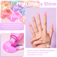 Gellen Gel Nail Polish Starter Kit with UV Lamp, 10 Colors Jelly Macaron Gel Polish with 36W Nail Lamp Top & Base Coat Nail Tools Manicure Set & Storage Box, All-In-One Gel Nail Polish Kit