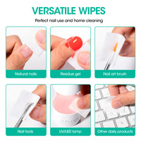 Gellen Nail Cleanser Pads, 200Pcs Individually Wrapped Alcohol Prep Pads Nail Shine Wipes with 76% Isopropyl, Acetone Free Natural Nail Cleaning Alcohol Wipe for Press-On Gel Polish Nail Art Supplies