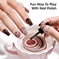 Gellen Nail Polish, Quick Air Dry 6 Colors Nail Lacquer Set Warm Chocolate Brown Nail Polish Set for Nail Manicure DIY Art Home, No UV Light Needed, 0.33 Fl.oz