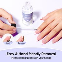 Gellen Nail Glue Remover for Press on Nails, 50ml Acetone-free Gentle Nail Glue Remover for Quick Dry Strong Nail Glue & Nail Polish & Fake Nail Tips Remover