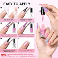 Nailshion Quick Air Dry Nail Polish Set, 16 Colors 10ML Jelly Glitter Shimmer Holographic Nail Polish with Clear Base Top Coat and 35Pcs Remover Pads Summer Regular Nail Lacquer Gift for Women Girls