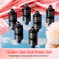 Gellen Jelly Gel Nail Polish, 6 Colors Sheer Milky White Pink Nude Gel Polish Set Translucent Neutral Soak off Nail Gel Kit for Women Nail Art Home Diy Manicure