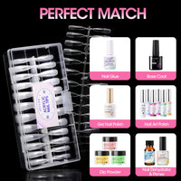 Gellen Long Stiletto Fake Nail Tips for Press on Nails, 504Pcs Soft Gel Tips for Nail Extensions Full Cover Pre-shaped 12 Sizes Clear False Nails for Nail Art