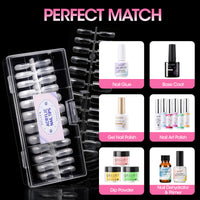Gellen Medium Square Fake Nail Tips for Press on Nails, 504Pcs Soft Gel Tips for Nail Extensions Full Cover Pre-shaped 12 Sizes Clear False Nails for Nail Art