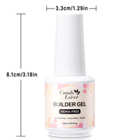 Candy Lover Nail Builder Gel, 7-in-1 Clear Builder for Nails, UV/LED Cured Rubber Base Coat Color Gel Polish Strengthener Thickening Extension Nail Shaping Rhinestone Glue in a Bottle for DIY Home