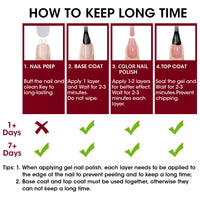 Gellen Nail Polish, Quick Air Dry 6 Colors Nail Lacquer Set Elegant Red Pink Nail Polish Set for Nail Manicure DIY Art Home, No UV Light Needed, 0.33 Fl.oz