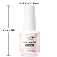 Candy Lover Nail Builder Gel, 7-in-1 Pink Builder for Nails, UV/LED Cured Rubber Base Coat Color Gel Polish Strengthener Thickening Extension Nail Shaping Rhinestone Glue in a Bottle for DIY Home