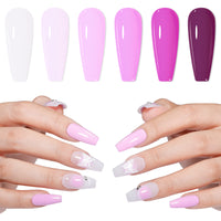 Gellen Nail Polish, Quick Air Dry 6 Colors Nail Lacquer Set Lavender Purple Trendy Nail Polish Kit for Nail Manicure DIY Art Home, No UV Light Needed, 0.33 oz Each Bottle