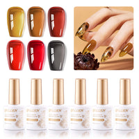 Gellen Gel Polish - 6 Colors Glassy Gel Sheer Red Grey Leaf Yellow Amber Brown Burgundy Gel Polish Set Soak Off UV Cure DIY Nail Art Gifts for Christmas