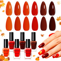 Gellen Quick Dry Nail Polish, 6Colors Red Wine Gradient Warm Collection Regular Nail Polish Set No UV Light Needed for Finger Toe & Fake Nails Home Salon DIY Nail Art