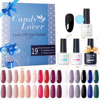 Candy Lover Gel Nail Polish Kit with Top Coat Base Coat Matte Coat Natural Quick Dry Long-Lasting Gel Nails, 16 Colors Gel Nail Polish Set for Home Salon Nail Art DIY Gift for Girls Women