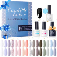 Candy Lover Gel Nail Polish Kit with Top Base Coats Matte Coat, Natural Quick Dry Long-Lasting Gel Nails, 16 Colors Modern Cool Collection Gel Nail Polish Set Gift