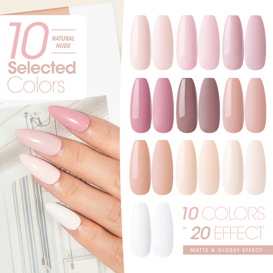 Gellen Gel Nail Polish Starter Kit with UV Lamp, 10 Colors Nudes Pink Peach Gel Polish with 36W Nail Lamp Top & Base Coat Nail Tools Manicure Set & Storage Box, All-In-One Gel Nail Polish Kit