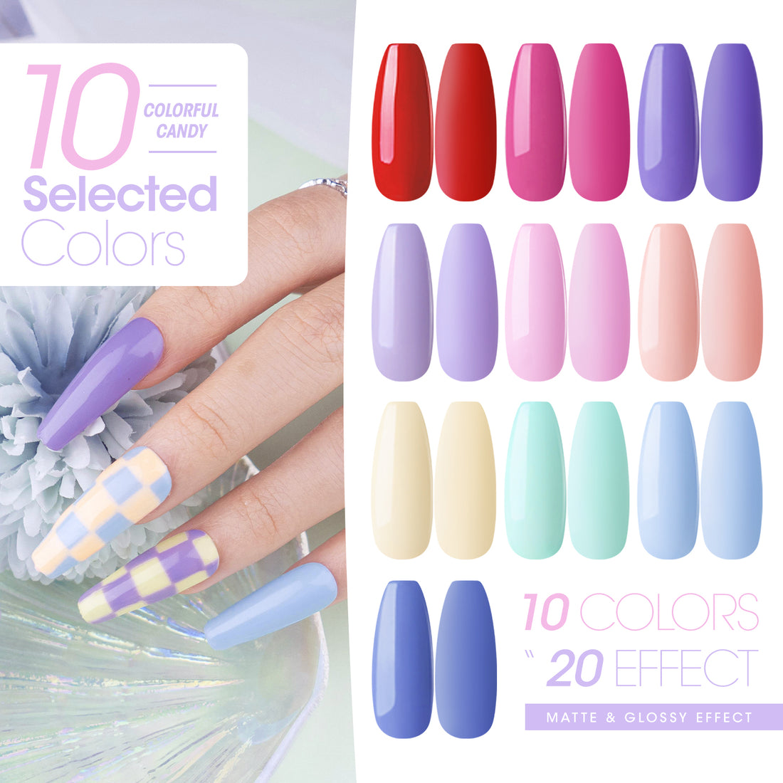 Gellen Gel Nail Polish Starter Kit with UV Lamp, 10 Colors Bright Rainbow Gel Polish with 36W Nail Lamp Top & Base Coat Nail Tools Manicure Set & Storage Box, All-In-One Gel Nail Polish Kit
