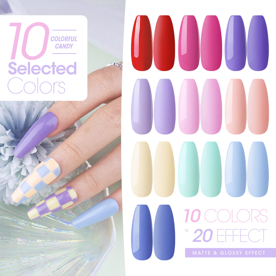 Gellen Gel Nail Polish Starter Kit with UV Lamp, 10 Colors Bright Rainbow Gel Polish with 36W Nail Lamp Top & Base Coat Nail Tools Manicure Set & Storage Box, All-In-One Gel Nail Polish Kit