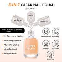 Gellen Clear Nude Tint Base Coat Nail Polish, Nail Ridge Filler & Nail Strengthener for Weak Nails, Sheer Nail Repair Polish with Shea Butter, Vitamin E & Protein, HEMA TPO Free