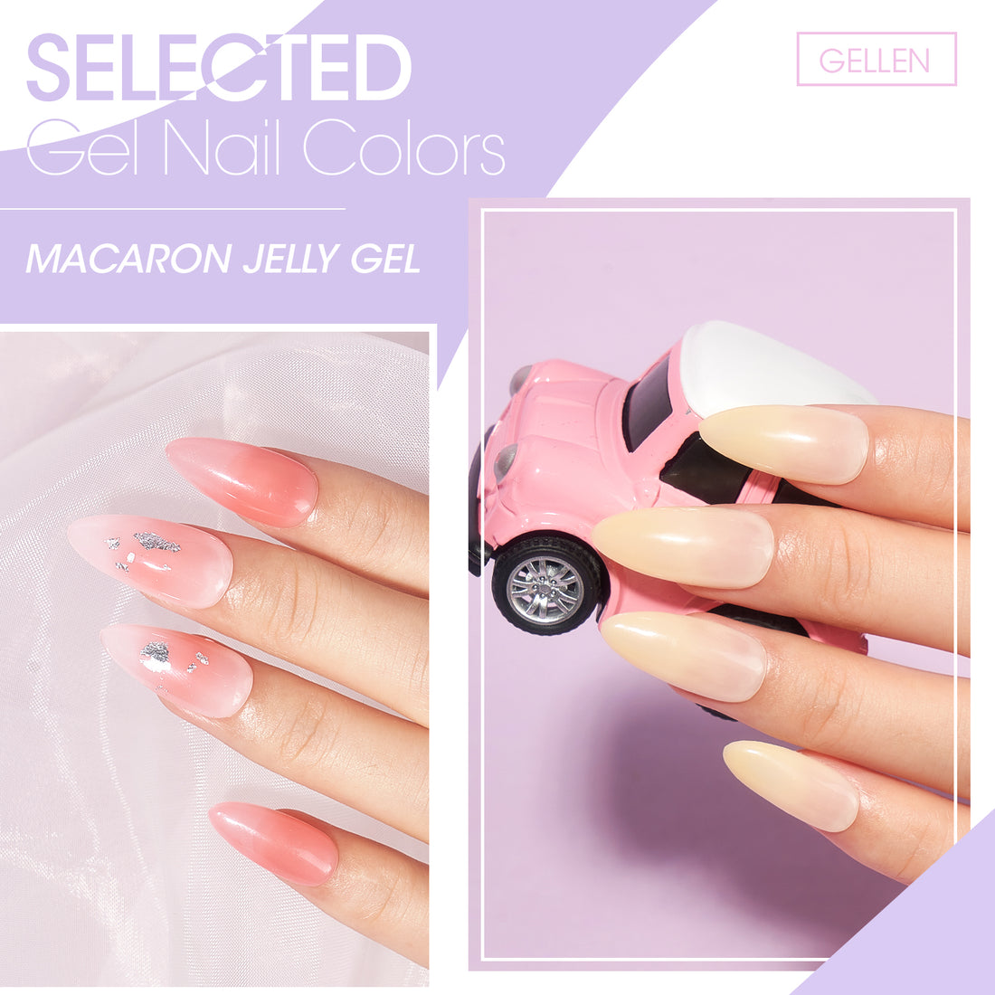 Gellen Gel Nail Polish Starter Kit with UV Lamp, 10 Colors Jelly Macaron Gel Polish with 36W Nail Lamp Top & Base Coat Nail Tools Manicure Set & Storage Box, All-In-One Gel Nail Polish Kit