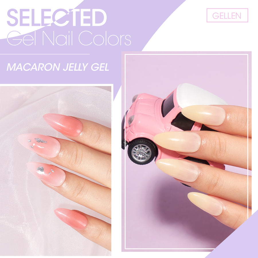 Gellen Gel Nail Polish Starter Kit with UV Lamp, 10 Colors Jelly Macaron Gel Polish with 36W Nail Lamp Top & Base Coat Nail Tools Manicure Set & Storage Box, All-In-One Gel Nail Polish Kit