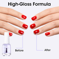 Gellen High Shine Clear Top Coat for Nails, Quick Dry Clear Purple Tint Top Coat Nail Polish, Long Lasting Chip Resistant Glossy Top Coat, UV Resistant Non UV Formula, HEMA Free