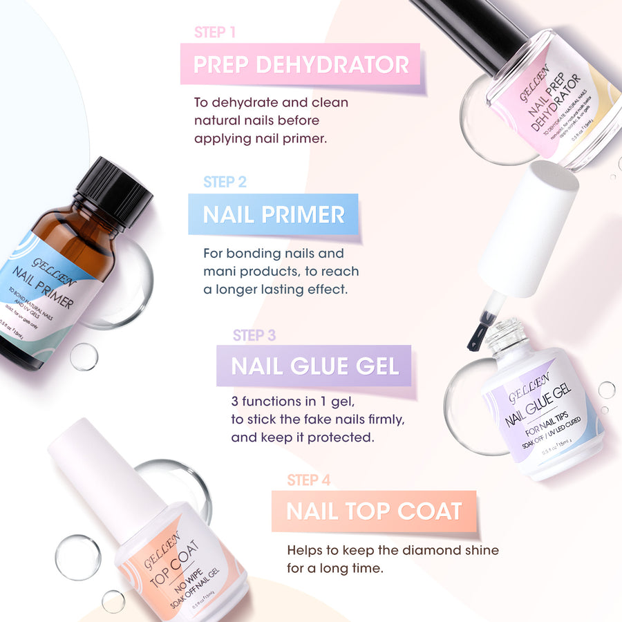 Gellen Gel Nail Polish Kit, 8 Nudes Pink Peach Colors Gel Polish Set With 36W UV Light Nail Dryer, 504Pcs Coffin Fake Nails Tips Glue Gel Nail Prep Kit, Gel Top and Base Coat, Manicure Tools