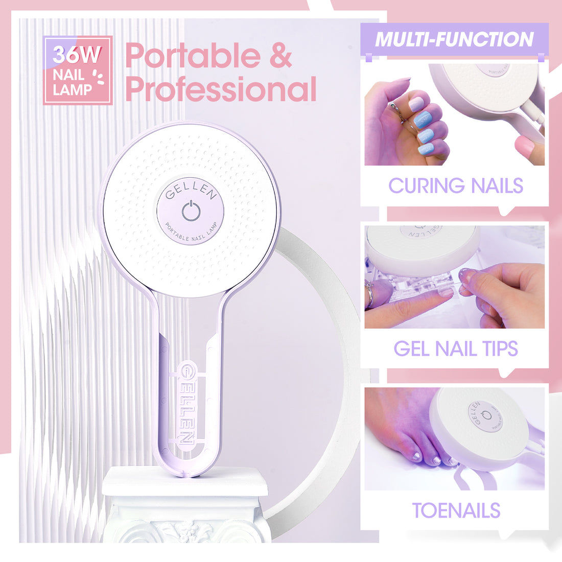 Gellen Gel Nail Polish Starter Kit with UV Lamp, 10 Colors Nudes Pink Peach Gel Polish with 36W Nail Lamp Top & Base Coat Nail Tools Manicure Set & Storage Box, All-In-One Gel Nail Polish Kit