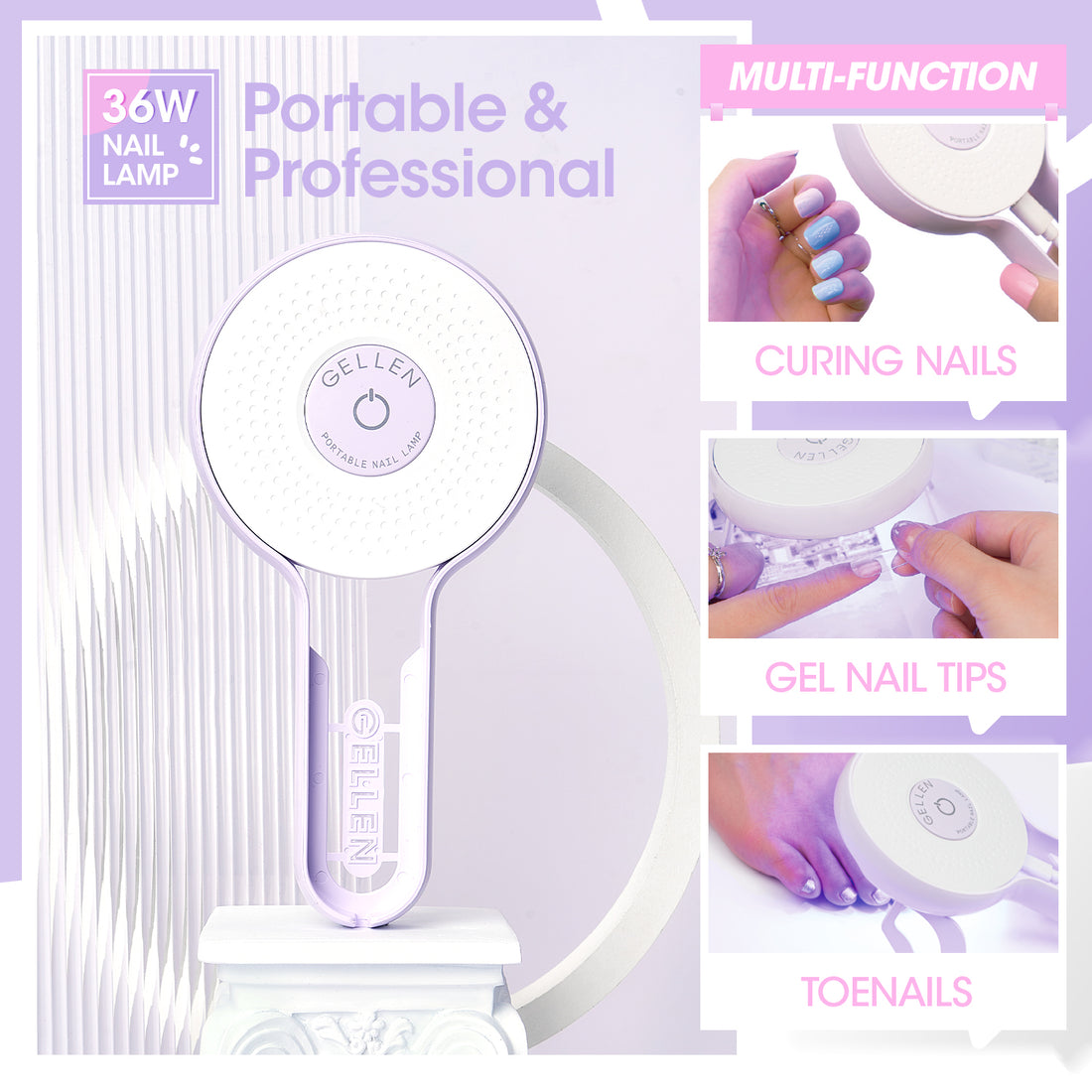 Gellen Gel Nail Polish Starter Kit with UV Lamp, 10 Colors Bright Rainbow Gel Polish with 36W Nail Lamp Top & Base Coat Nail Tools Manicure Set & Storage Box, All-In-One Gel Nail Polish Kit
