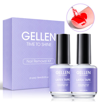 Gellen Gel Nail Polish Remover Latex Tape Kit, Gel Polish Latex Tape Peel off for Nails, Gel Remover Kit Cuticle Guard for Nail Art Liquid Latex Barrier Protector, 2Pcs 15ML