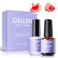 Gellen Gel Nail Polish Remover Kit, Gel Polish Remover for Nails with Latex Tape Peel off , Gel Polish Remover for Nails Strengthener Quick Effective Removal, 2Pcs 15ML