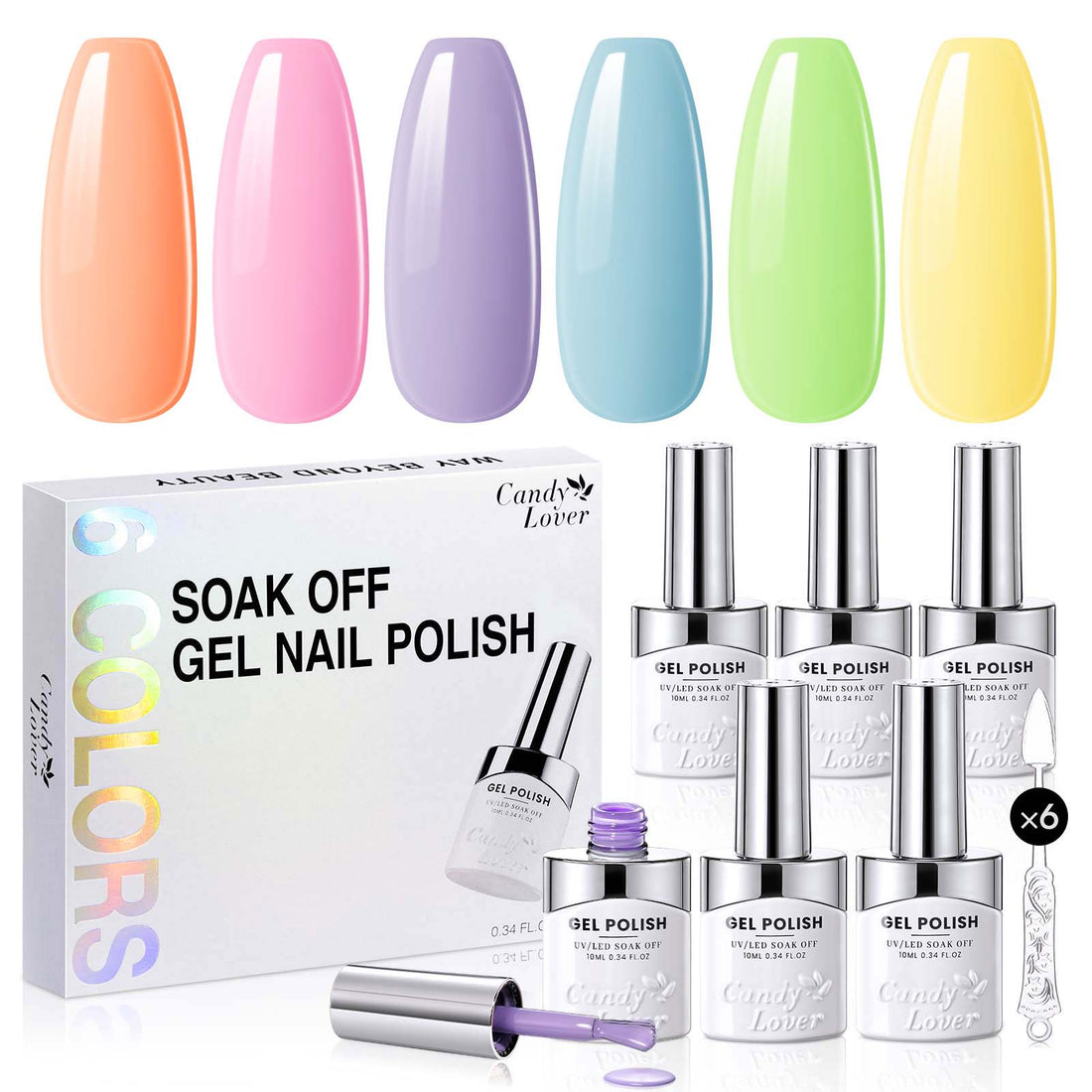 Candy Lover Nail Gel Polish, 6 Colors Classic Macaron Gel Polish Set, Soak Off UV LED Needed Nail Gel Set, Nail Art Gift for Women DIY Manicure