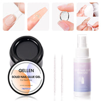 Gellen Nail Glue Gel for Fake Nails Tips, 1Pc 15g Solid Gel Nail Glue for Press ons Nails with 60ml Nail Glue Remover Set