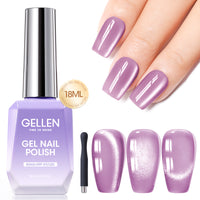 Gellen 18ML Cat Eye Gel Nail Polish, Thin Grape Color Gel Polish with Magnet Stick, Glitter Reflective Magnetic UV Gel Nail Polish for Nail Art Salon