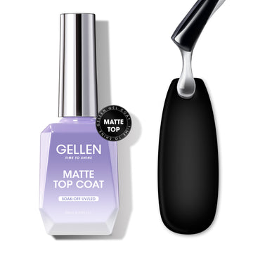 Gellen Matte Gel Top Coat, 18ML No Wipe Matte Gel Top Coat, Clear UV Top Coat Gel Nail Polish, Soak Off Nail Lamp Gel Base Top Coat Nail Art Home Manicure