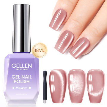 Gellen 18ML Cat Eye Gel Nail Polish, Rouge Red Color Gel Polish with Magnet Stick, Glitter Reflective Magnetic UV Gel Nail Polish for Nail Art Salon