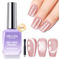 Gellen 18ML Cat Eye Gel Nail Polish, Plum Pink Color Gel Polish with Magnet Stick, Glitter Reflective Magnetic UV Gel Nail Polish for Nail Art Salon