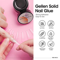 Gellen Solid Nail Glue Gel Kit with Mini Lamp Dryer for Fake Nails, 8g Strong Solid Glue for Salon Nail Art UV/LED 8W Light Cure Nail Prep