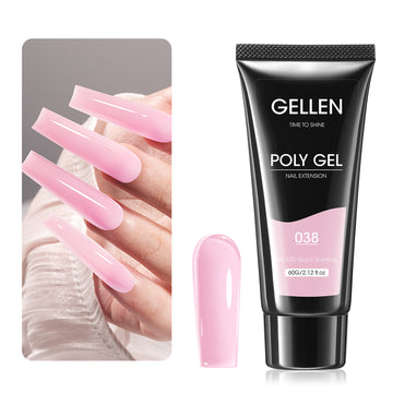 Gellen Poly Gel Nail Extension Gel, 60g Baby Pink Builder Nail Gel Long Lasting Trendy Nail Art Design for Salon Manicure Beginner Easy DIY