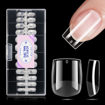 Gellen Extra Short Square Fake Nail Tips for Press on Nails, 504Pcs Soft Gel Tips for Nail Extensions Full Cover Pre-shaped 12 Sizes Clear False Nails for Nail Art