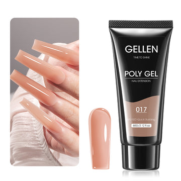 Gellen Poly Gel Nail Extension Gel, 60g Natural Nude Builder Nail Gel Long Lasting Trendy Nail Art Design for Salon Manicure Beginner Easy DIY