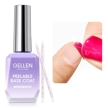 Gellen Peelable Base Coat, 18ML No Wipe Clear UV Base Coat Gel Nail Polish, Soak Off Nail Lamp Gel Base Coat Nail Art Home Manicure