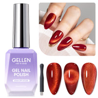 Gellen Cat Eye Gel Nail Polish, 18ml Gel Polish with Magnet Stick, Magnetic Shimmer Glitter Holographic Nail Polish Soak Off LED Gel for Nail Art DIY, Burgundy Red